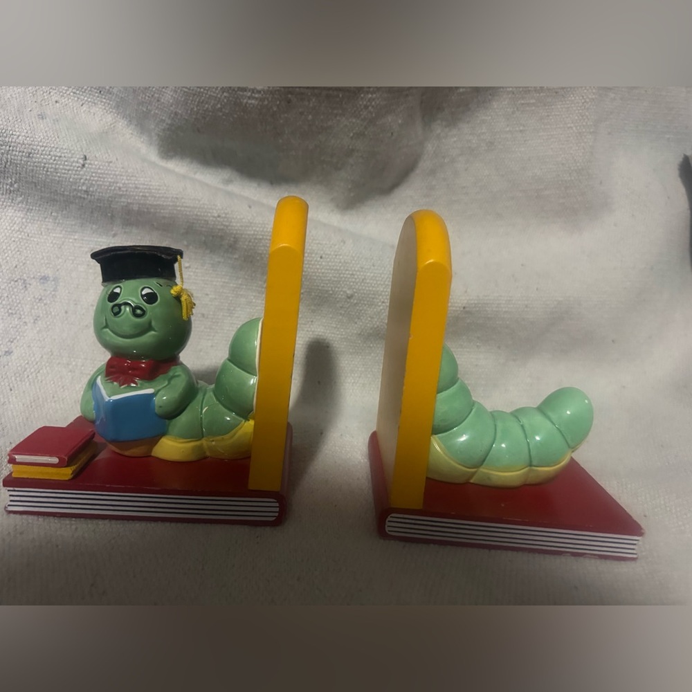 Green Bookworm Bookends for Kids